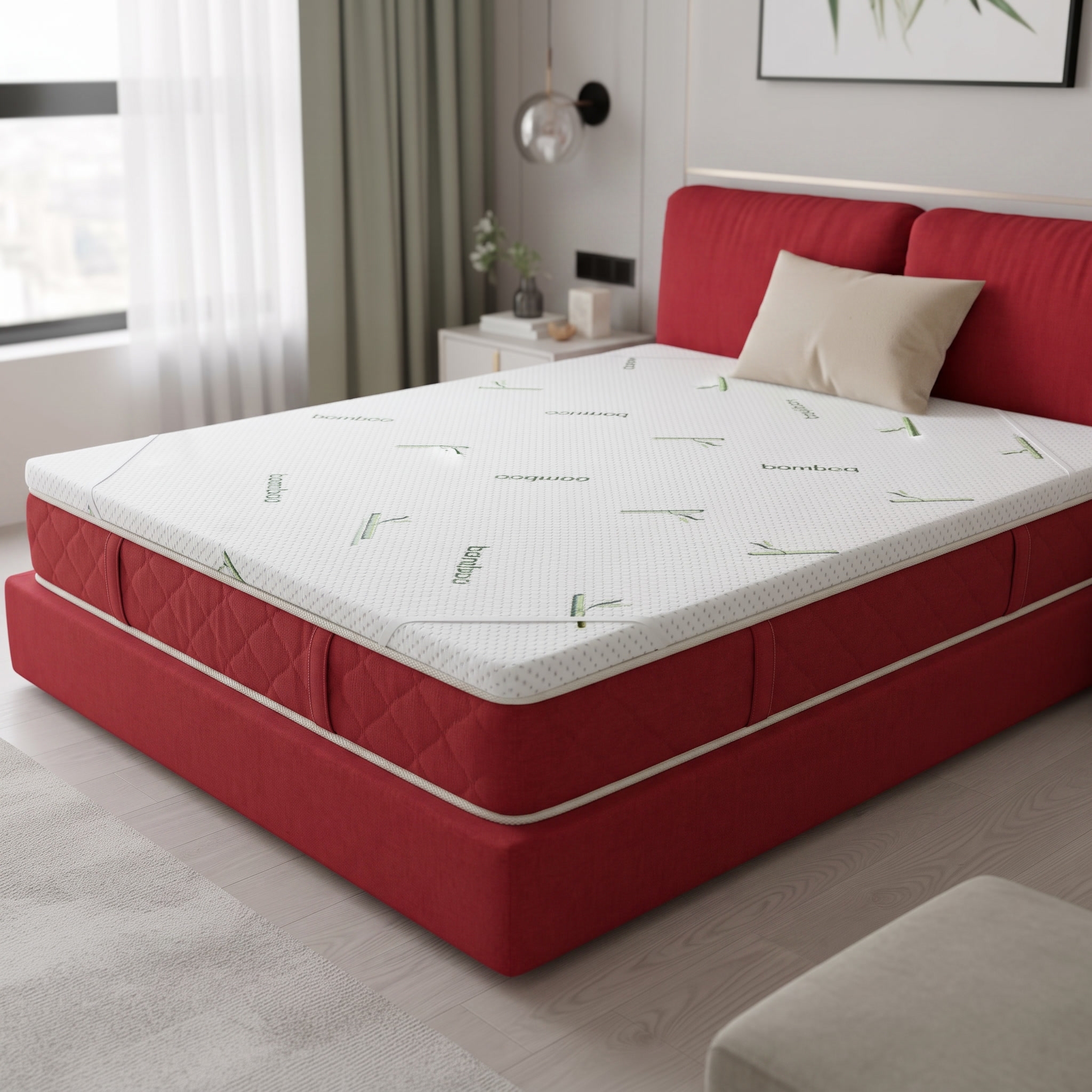 01-tf-toppe7cm-bamboo-ambiental Topper Extra Confort 7 cm cu Husă Detașabilă Bio Bamboo - imagine 1