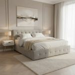 Pat tapitat ABRA NEW cu somiera rabatabila si spatiu de depozitare