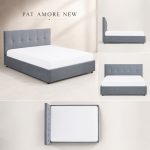 Pat tapitat AMORE NEW cu somiera rabatabila si spatiu de depozitare - imagine 5