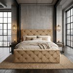 Pat tapitat AMOS NEW 4.0 cu somiera rabatabila si spatiu de depozitare