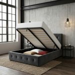 Pat tapitat AMOS NEW 2.0 cu somiera rabatabila si spatiu de depozitare - imagine 2