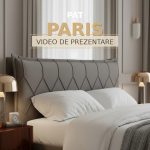 Pat tapitat PARIS cu somiera rabatabila si spatiu de depozitare - imagine 3