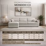 Colțar extensibil MONDOVI 4 locuri cu saltea 140x190 cm, reversibil stânga/dreapta (C3+M) - imagine 7
