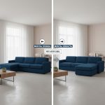 Colțar extensibil Modena 3 locuri cu saltea 120x190 cm, reversibil stânga/dreapta (C2+M) - imagine 4
