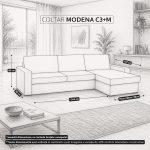 Colțar extensibil Modena 4 locuri cu saltea 140x190 cm, reversibil stânga/dreapta (C3+M) - imagine 7