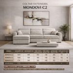 Colțar extensibil MONDOVI 3 locuri cu saltea 120x190 cm, reversibil stânga/dreapta (C2+M) - imagine 6