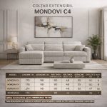 Colțar extensibil MONDOVI 5 locuri cu saltea 160x190 cm, reversibil stânga/dreapta (C4+M) - imagine 5