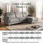 Colțar extensibil PAOLA 4 locuri cu saltea 140x190 cm, reversibil stânga/dreapta (C3+M) - imagine 6