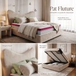 Pat tapitat FLUTURE cu somiera rabatabila si spatiu de depozitare - imagine 3