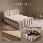 Pat tapitat AMOS SIRI cu somiera rabatabila si spatiu de depozitare - imagine 6