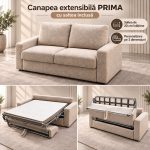 Canapea extensibilă PRIMA C4, cu saltea 160x190x20 cm - imagine 10