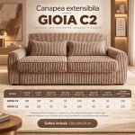 Canapea extensibilă GIOIA C2, cu saltea 120x190x20 cm - imagine 8