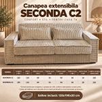 Canapea extensibilă SECONDA C2, cu saltea 120x190x20 cm - imagine 6