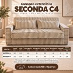 Canapea extensibilă SECONDA C4, cu saltea 160x190x20 cm - imagine 11
